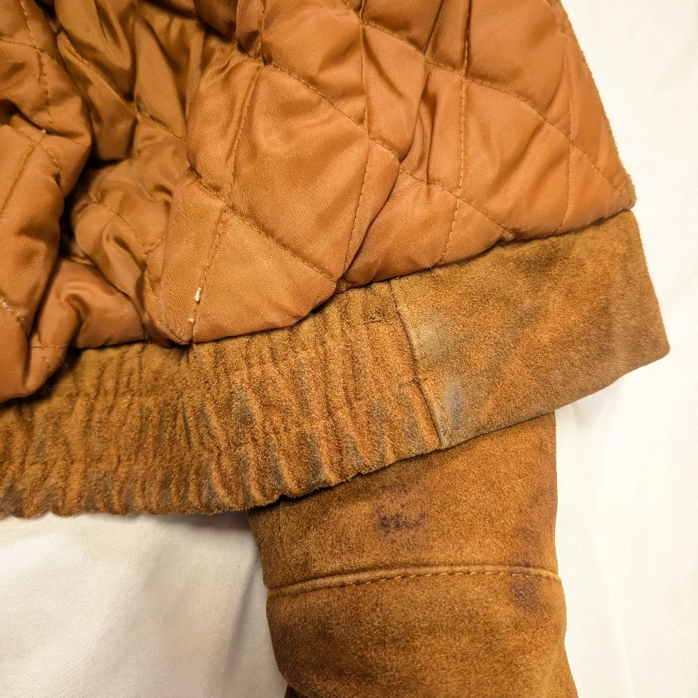 Tarleton 70s Vintage Leather Quilted Coat DAMAGE READ Western Streetwear Work
